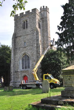 All Saints Church Tower being inspected